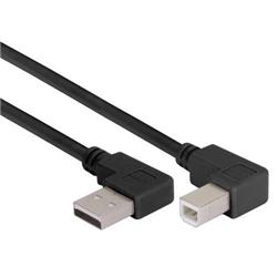 直角型USB线缆，左出线A型公头/右出线B型公头，黑，0.3米的图片