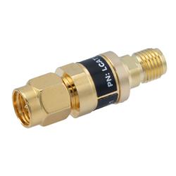 2W/2 dB RF Fixed Attenuator, SMA Male to SMA Female Brass Gold Body Up to 3 GHz的图片