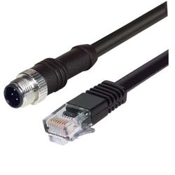 M12 4 针 D 编码公头 / RJ45 公头线缆组件, 3.0m的图片