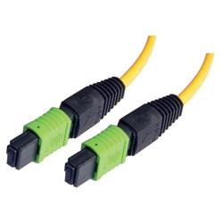 MPO w/o pins to MPO w/o pins, 12 Fiber Ribbon, 9/125 Singlemode, OFNR Jacket, Yellow, 1.0m的图片