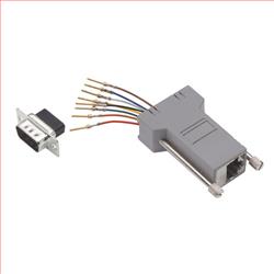 屏蔽式模块化适配器,DB9 公头 / RJ45 (8x8) 插座,50 μ / 0.762 μm 厚镀金层的图片