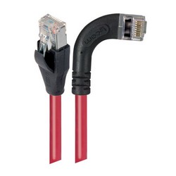 6类屏蔽低烟无卤直角型跳线，直通/直角右出线，红，1英尺（0.3米）的图片