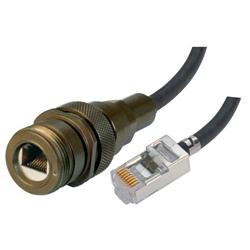 IP68级加固型超5类线缆，锌镍抛光，RJ45插座/标准RJ45插头，配置FR-TPE线缆和防尘帽，5米的图片