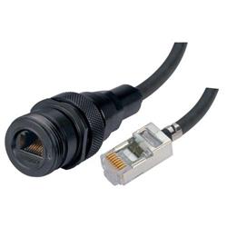 IP68级加固型超5类线缆，阳极化抛光，RJ45插座/标准RJ45插头，配置FR-TPE线缆和防尘帽，3米的图片