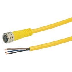 Brad® Nano-Change® M8线缆，3针，IP68级，母头/预剥线，24AWG，PVC，黄，5米的图片