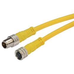 Brad® Nano-Change® M8线缆，4针，IP68级，公头/母头，24AWG，PVC，黄，1米的图片