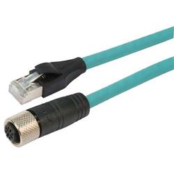 超5类M12 4针D编码SF/UTP工业级线缆，M12母头/RJ45，3米的图片
