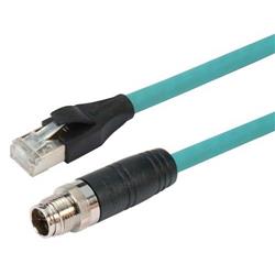 超6类M12 8针X编码SF/UTP工业级线缆，M12公头/RJ45，3米的图片