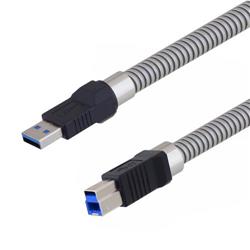 金属铠装USB 3.0线缆，A型公头/B型公头，0.3米的图片