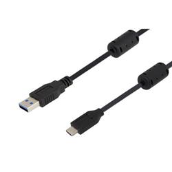 USB 3.0线缆，A型公头/Type-C公头，带磁环，1米的图片