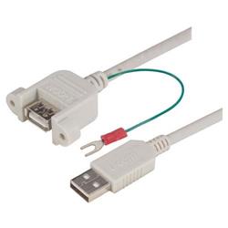 USB A型耦合器线缆，穿壁式母头/A型公头，带地线，0.5米的图片